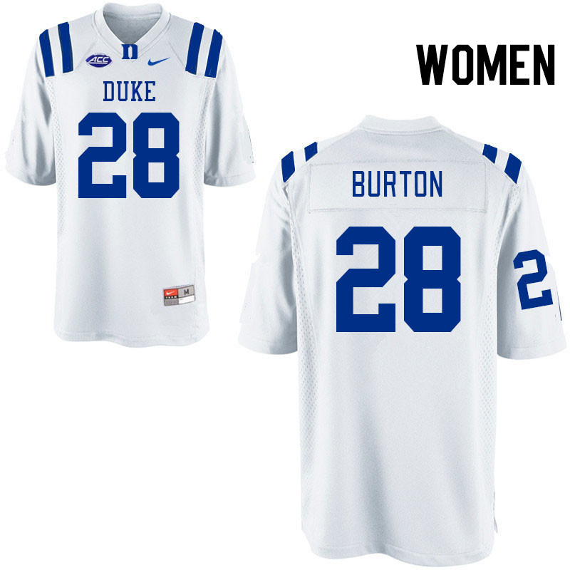 Women #28 Clayton Burton Duke Blue Devils College Football Jerseys Stitched Sale-White - Click Image to Close